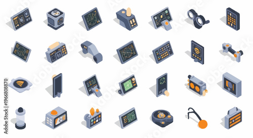 Collection of Isometric Electronic Devices and Gadgets.
