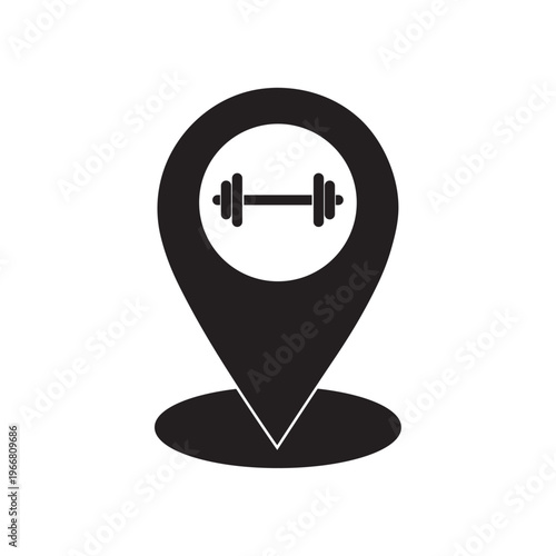 gym location map pin flat icon vector