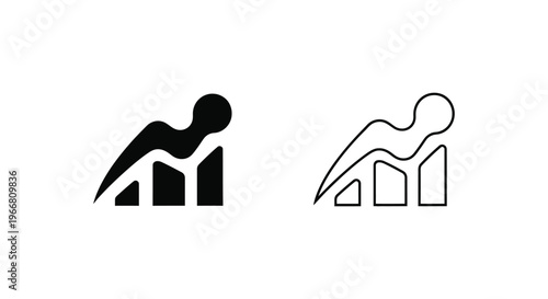 a person leaning forward over a bar graph Vector