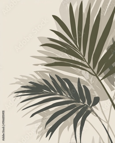 Palm leaves shadows minimal neutral aesthetic background