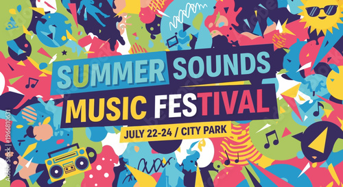 Summer Sounds Music Festival Colorful Abstract Poster Design
