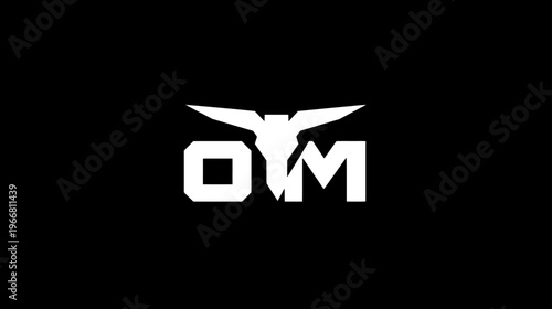 Bold modern white typography with abstract animal head symbol on black background, minimalist graphic design element