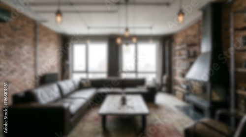 Cozy Modern Living Room with Brick Walls and Large Windows