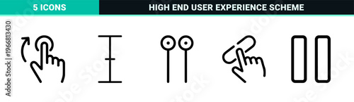 Interactive User Interface Hand Gestures and Cursor Navigation Minimalist Monoline Geometric Line Art for Web and Mobile App Design