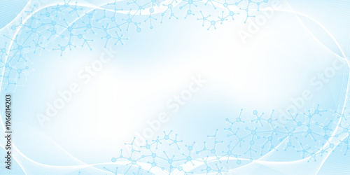 Molecular abstract structure background. Scientific vector illustration with molecule DNA. Medical, science and technology concept for banner template or header