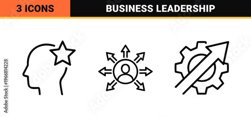Corporate Leadership and Business Management Outline Symbols for Organizational Strategy and Team Collaboration