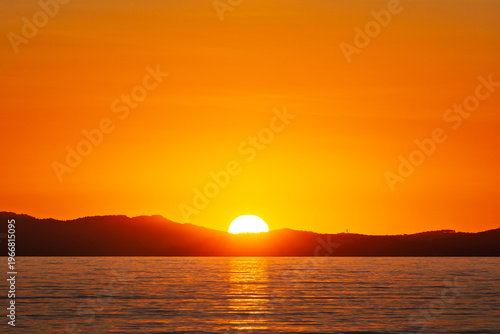 Scenic view of golden sunset on french riviera during summer
