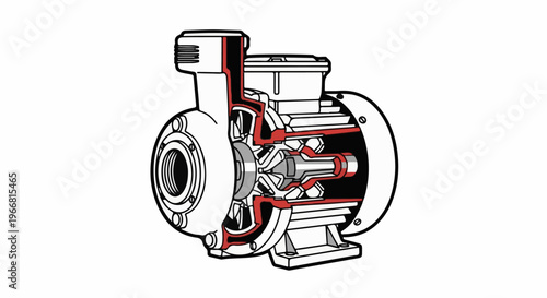 Cross-section diagram of a centrifugal pump showing internal mechanics and fluid flow path