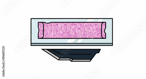 Microscopic tissue sample on a glass slide with a cutting tool