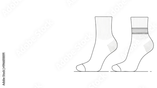 A vector CAD design style illustration of two socks displayed side by side