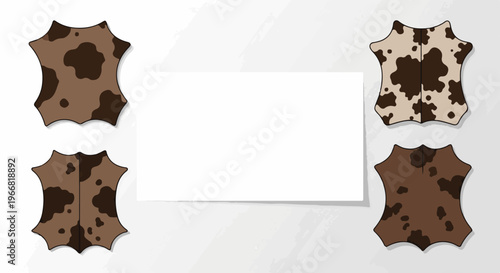 Four animal hide cutouts with spotted patterns on white background