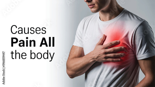 Chest Pain in the Body: A depiction of a person experiencing intense chest pain. The image effectively conveys the feeling of distress and discomfort.