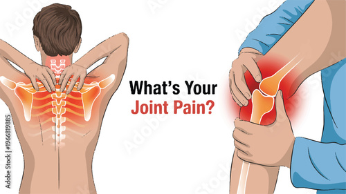 Joint Pain Awareness: A visual representation of bodily discomfort, with a focus on joint pain, accentuated through the use of anatomy illustrations.