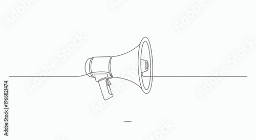 Single Line Illustration of a Megaphone, Announcement Symbol