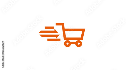 Fast shopping cart icon for express delivery and online e-commerce services, quick shipping symbol with speed lines.
