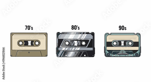 Vintage cassette tapes from the 70s, 80s, and 90s
