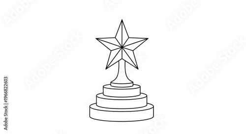 Outline Illustration of a Star Trophy on a Pedestal