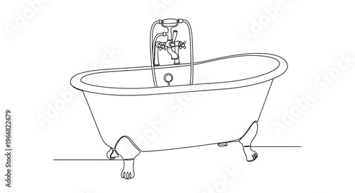 Outline of a Claw-Foot Bathtub with Faucet