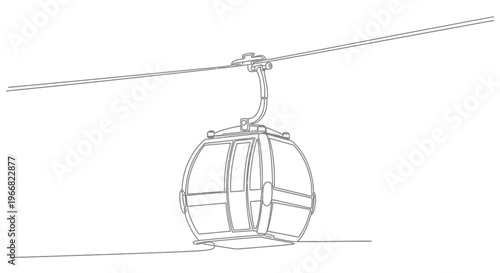 Cable Car Gondola One Line Drawing