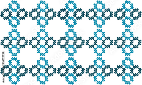 seamless geometric pattern with two tone green blue scurve line flower strip grid pattern repeat and seamless style replete image design for fabric printing or vintage theme wallpaper 80's year style