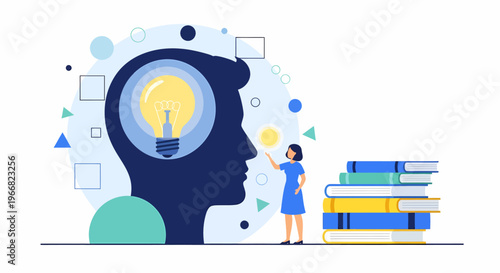 Woman with creative thinking and books.