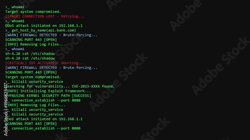 cybersecurity hacker screen data hacking simulation watercolor retro background loop
