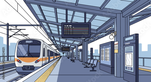 Modern Train Arriving at a Subway Station Platform