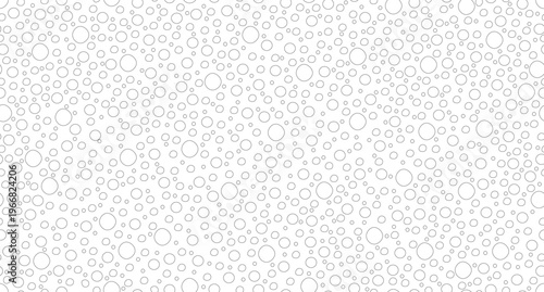 Snow polka dots black and white repeating pattern. Round snowfall. Waterdrops. Endless tileable background. Line art illustration. Outline icon motif. Decorative repetition. All over print composition