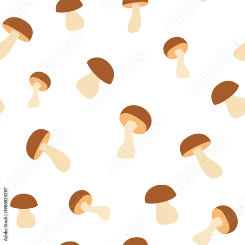 Seamless pattern with hand-drawn mushrooms. Suitable for fabric, gift wrapping, apparel, textiles, surface textures, and scrapbooking. Vector illustration.