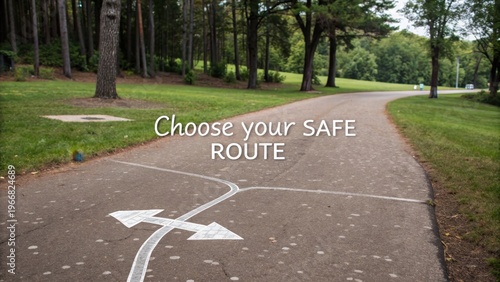 Fork in the Road Signs Showing Choose Your Safe Route