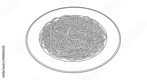 Plate of spaghetti illustration