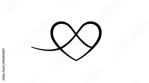 Stylized black heart and infinity symbol combined line art. Love, eternity, relationship, wedding concept on white background.