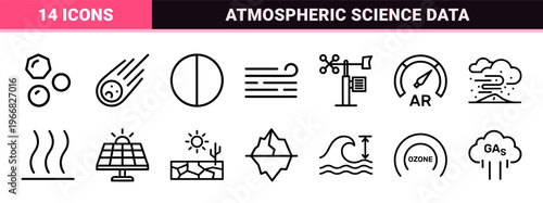 Meteorological and Atmospheric Science Line Art for Weather Forecasting Apps and Environmental Data Visualization Interfaces