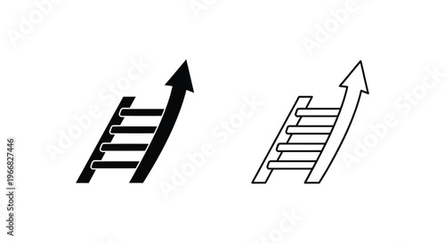 black and white icons of stairs with arrows Vector
