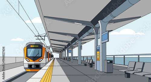 Modern Train Arriving at a Contemporary Railway Station Platform