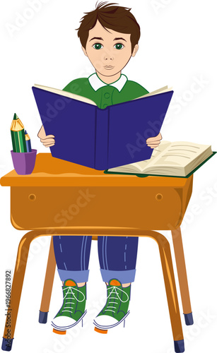 boy reading a book
