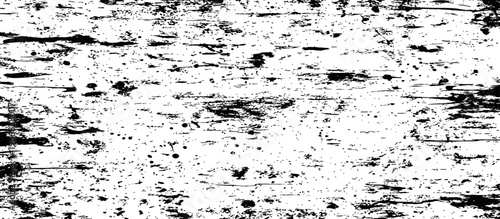 Grungy Black and White Distressed Texture with Ink Splatter and Horizontal Scratches Seamless Vector Background