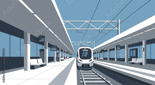 Modern Subway Train Arriving at Empty Station Platform