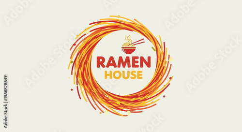 Ramen House Logo Design with Stylized Noodle Swirl