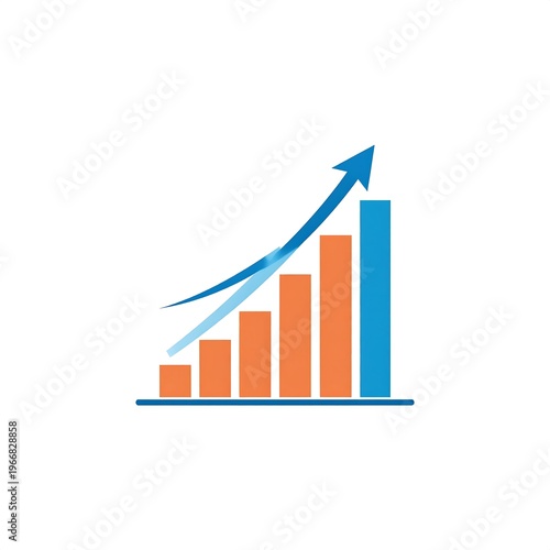 Free Download Graphical financial chart with ascending orange and blue bar graphs - GFXLoad