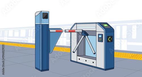 Modern Subway Turnstile Gate for Public Transport Access Control