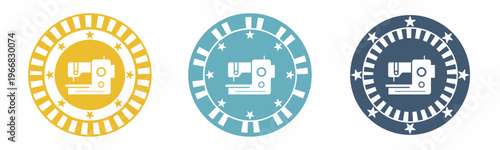 Sewing machine icon. Sewing machine illustration label design. Design for business. Vector illustration.