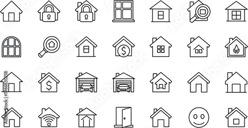 House Icons Set with Various Symbols