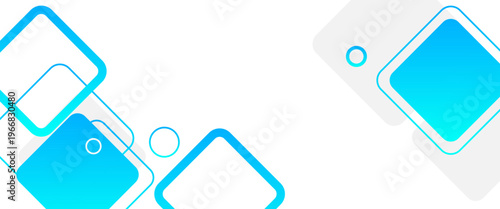Abstract Blue and Cyan Geometric Background with Dynamic Rounded Diamond Shapes and Circles, Modern Vibrant Tech Vector Backdrop for Corporate Banners and Web Headers