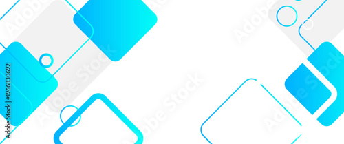 Abstract Blue and Cyan Geometric Background with Dynamic Rounded Diamond Shapes and Circles, Modern Vibrant Tech Vector Backdrop for Corporate Banners and Web Headers