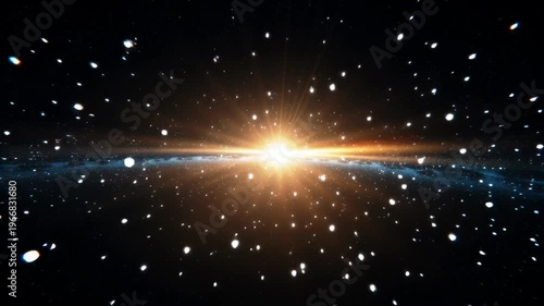 Sunrise Space Galaxy Starburst Cosmic Light Universe Background with Glowing Dramatic Horizon