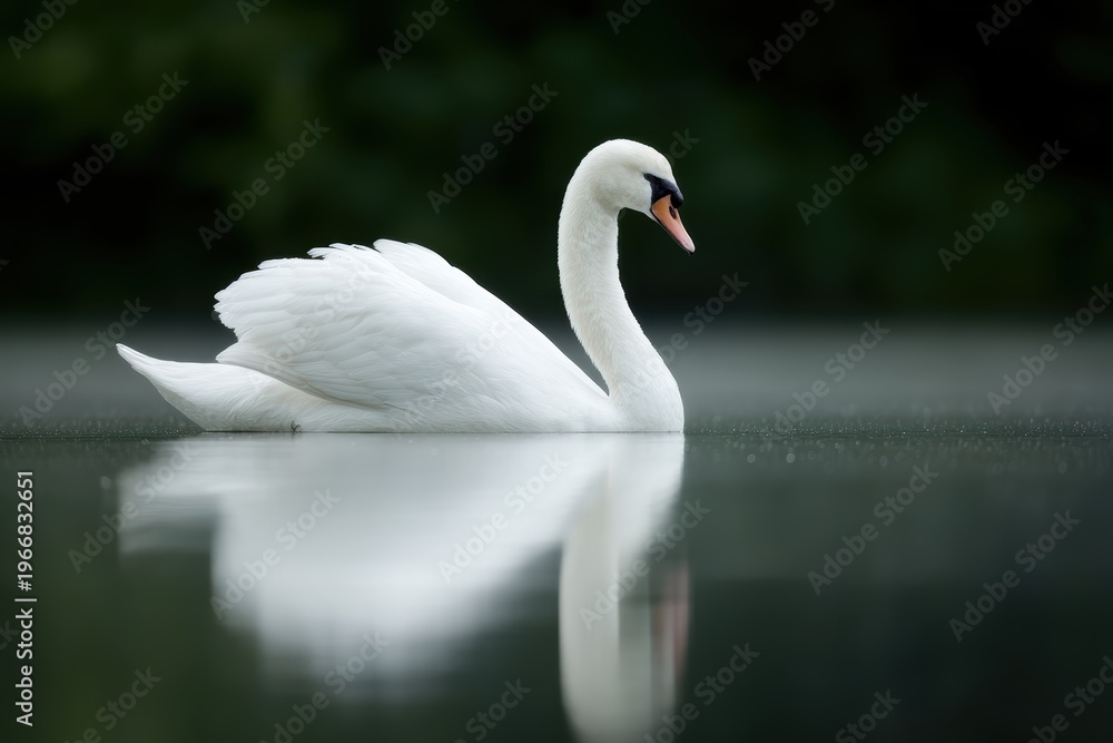Fototapeta premium Elegant swan reflection lake serenity balance nature beauty concept
