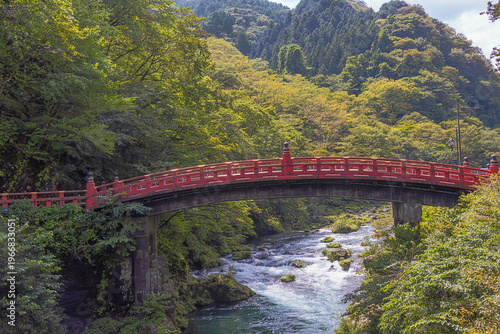 The Shinkyo Bridge over the Daiya river, connecting Nikko with the shrines and temples of the city