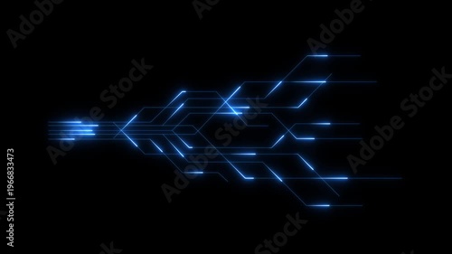 Glowing straight neon laser line animation moving horizontally from right to left on a black background screen with futuristic light streak effects.4k animation video,.