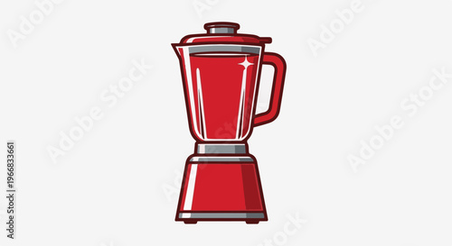 A red blender with a silver lid, handle, and base, filled with a red liquid